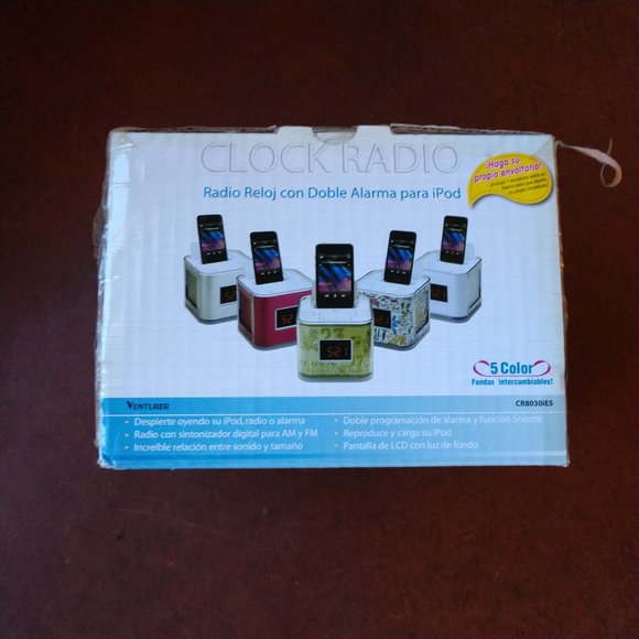 Venturer CR8030iE5 Dual Alarm Clock AM FM Radio Dock for iPod iPhone 2012 Skins - Picture 2 of 11